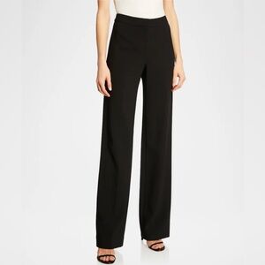 St. John Caviar Black Crepe Marocain Straight Leg Diana Pants